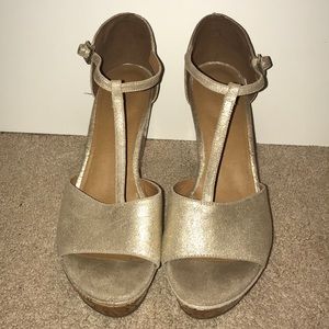 Gold Clarks Wedges
